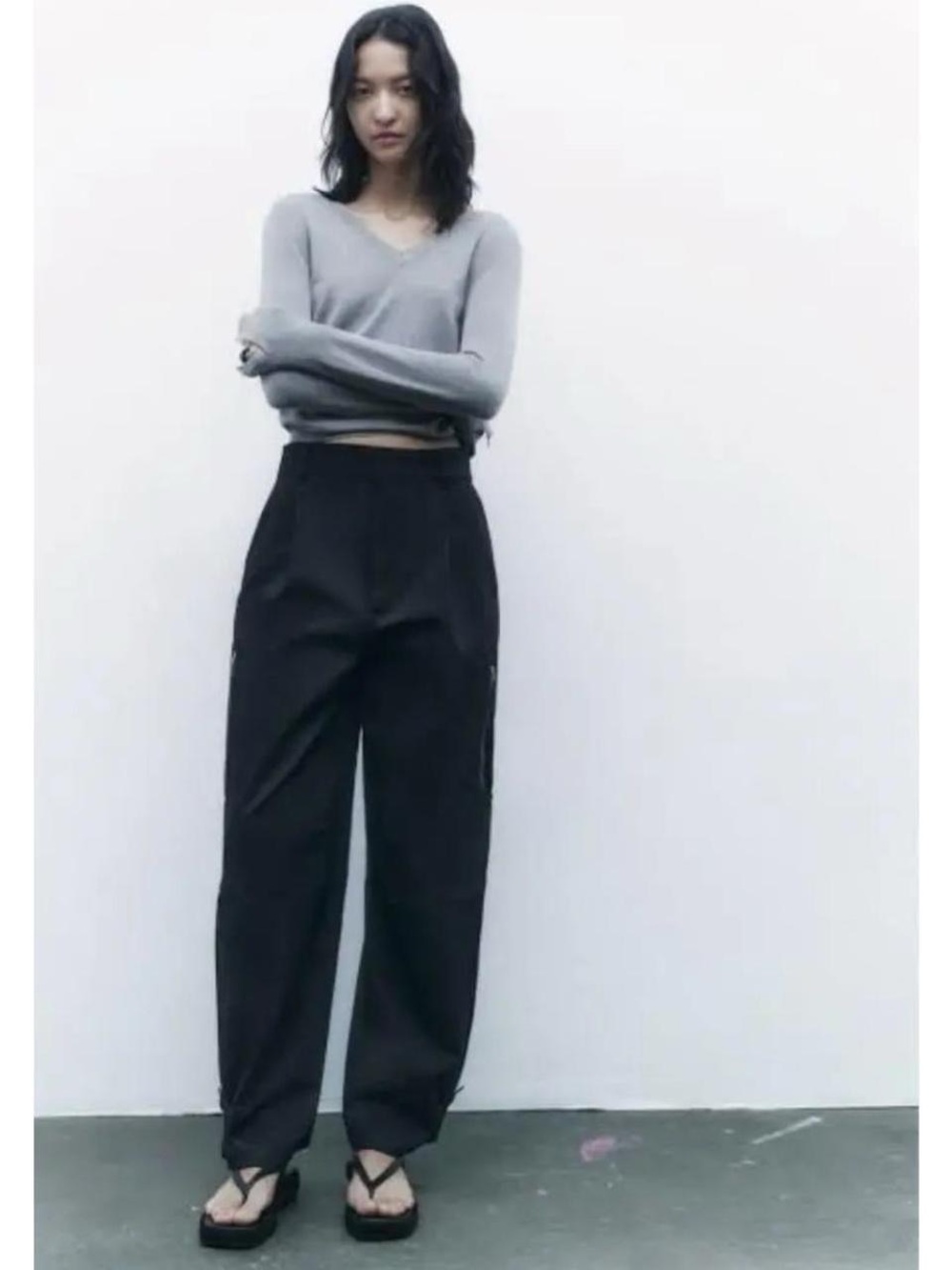 Zara Black Cargo Pants Size S Adjustable